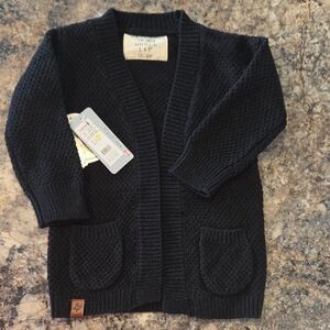 L&P Apparel Size 12-18 Months Cozy Black Knit Baby Girl Cardigan